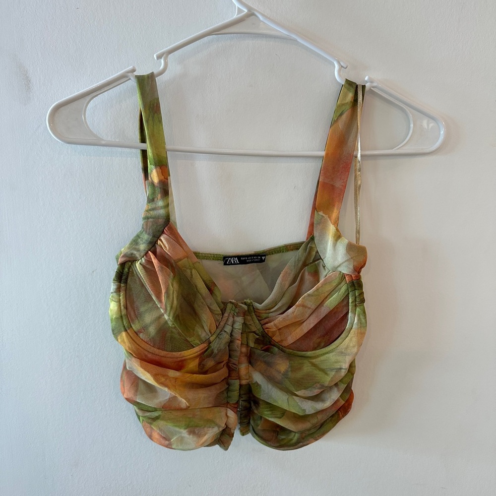 ZARA CORSET CROP TOP MESH - S